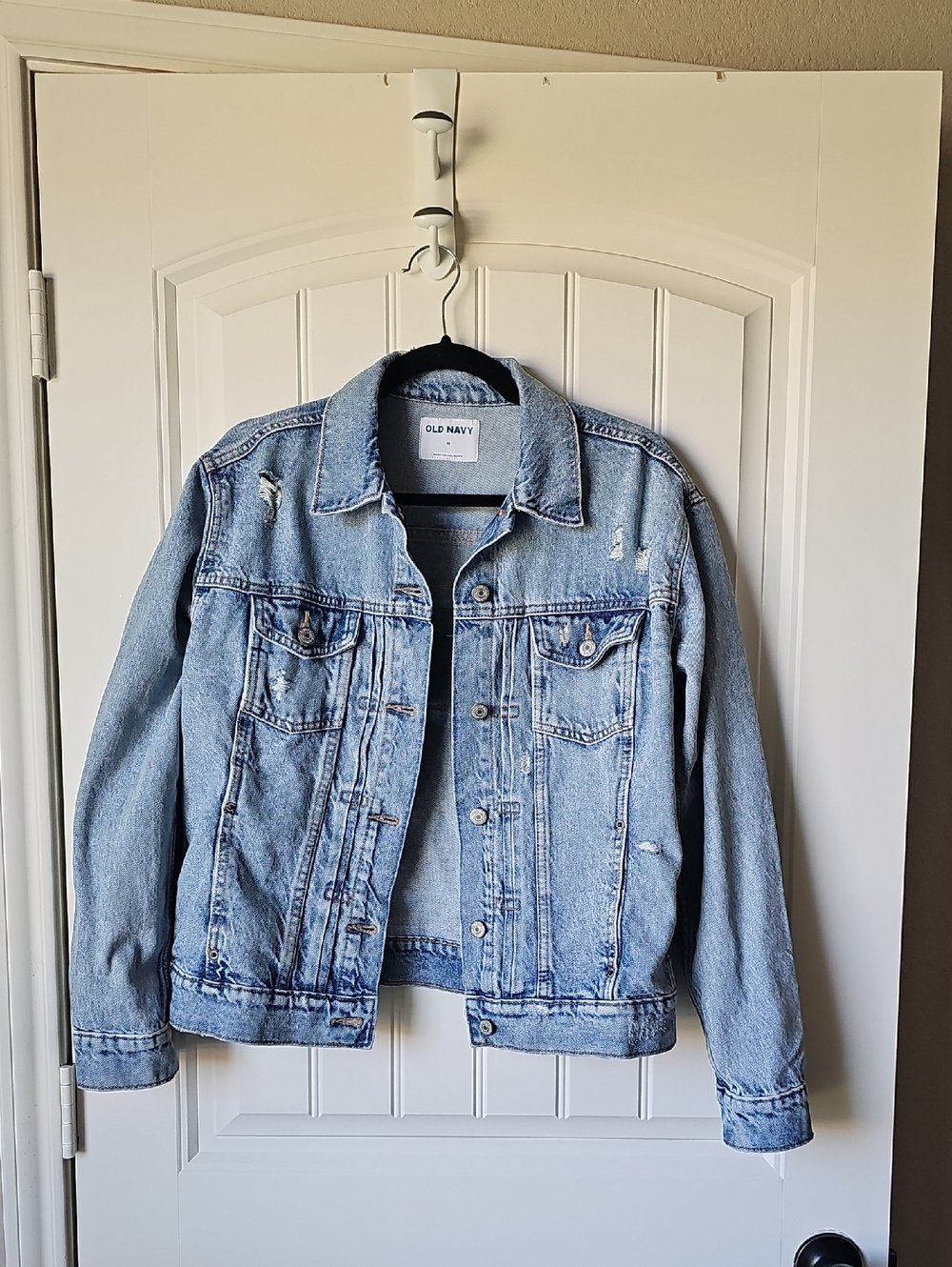 Old Navy Distressed Light Blue Denim Trucker Jacket